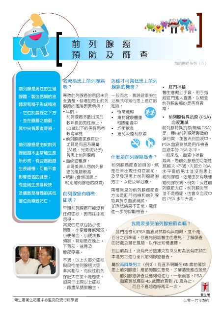 前列腺癌預防及篩查